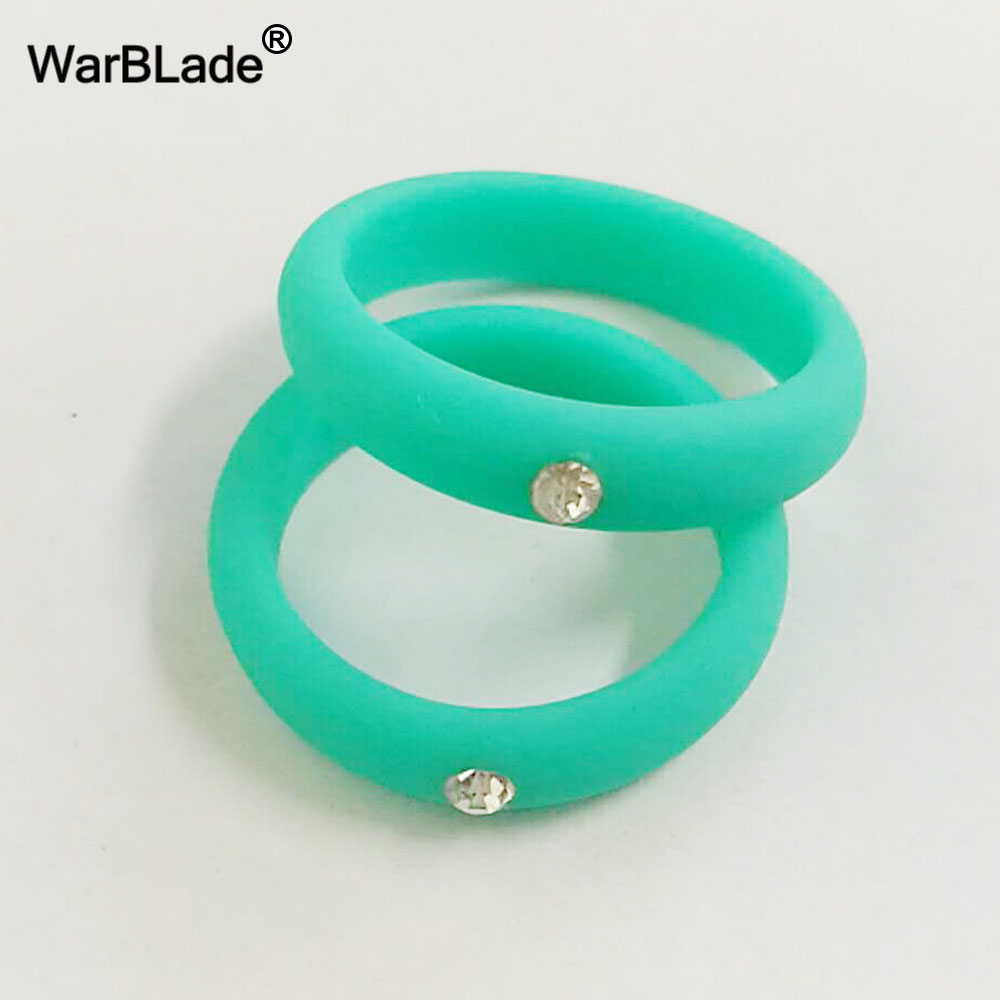10pcs 5mm Size 4-9 Food Grade FDA Silicone Ring Hypoallergenic Crossfit Flexible Rubber Crystal Finger Rings with For Women Gift