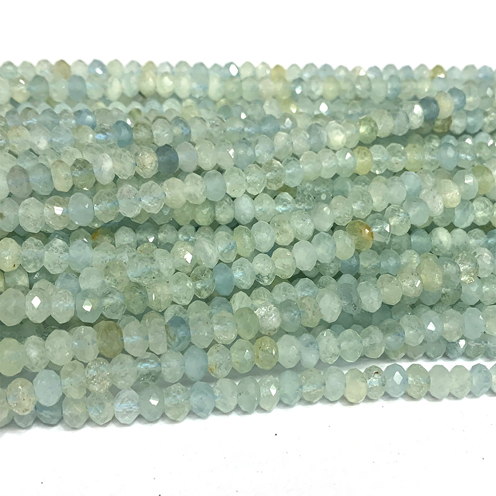 Veemak Aquamarine Natural DIY Necklace Bracelets Earrings Ring Faceted Small Rondelle Crystal Gemstones Beads For Jewelry Making