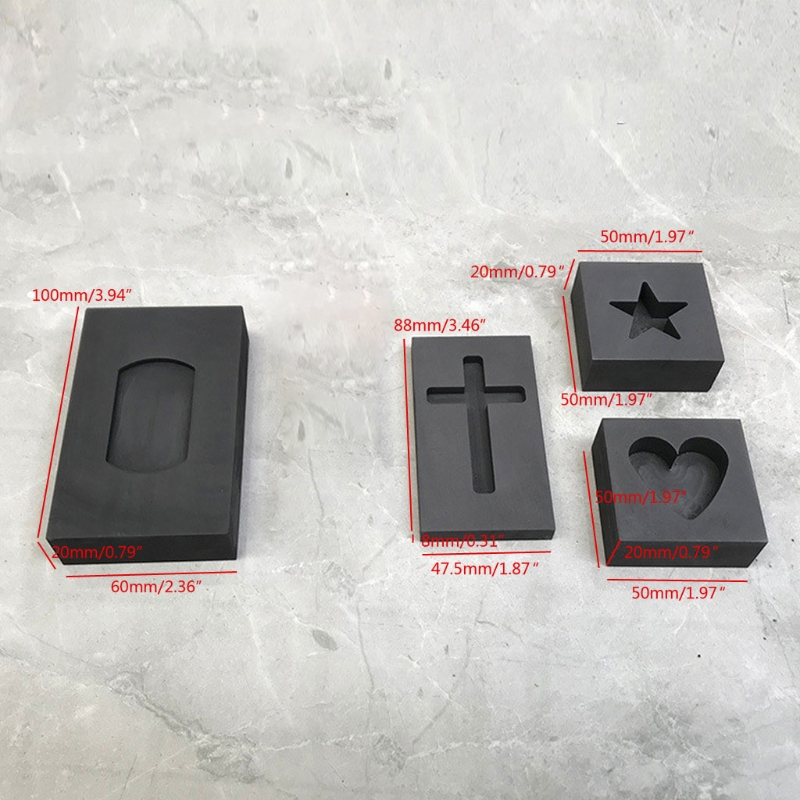 Gold Silver Ingot Mold Cross Graphite Crucible Mold Melting Gold Silver nonferrous Metal Casting Refining Scrap Jewelry