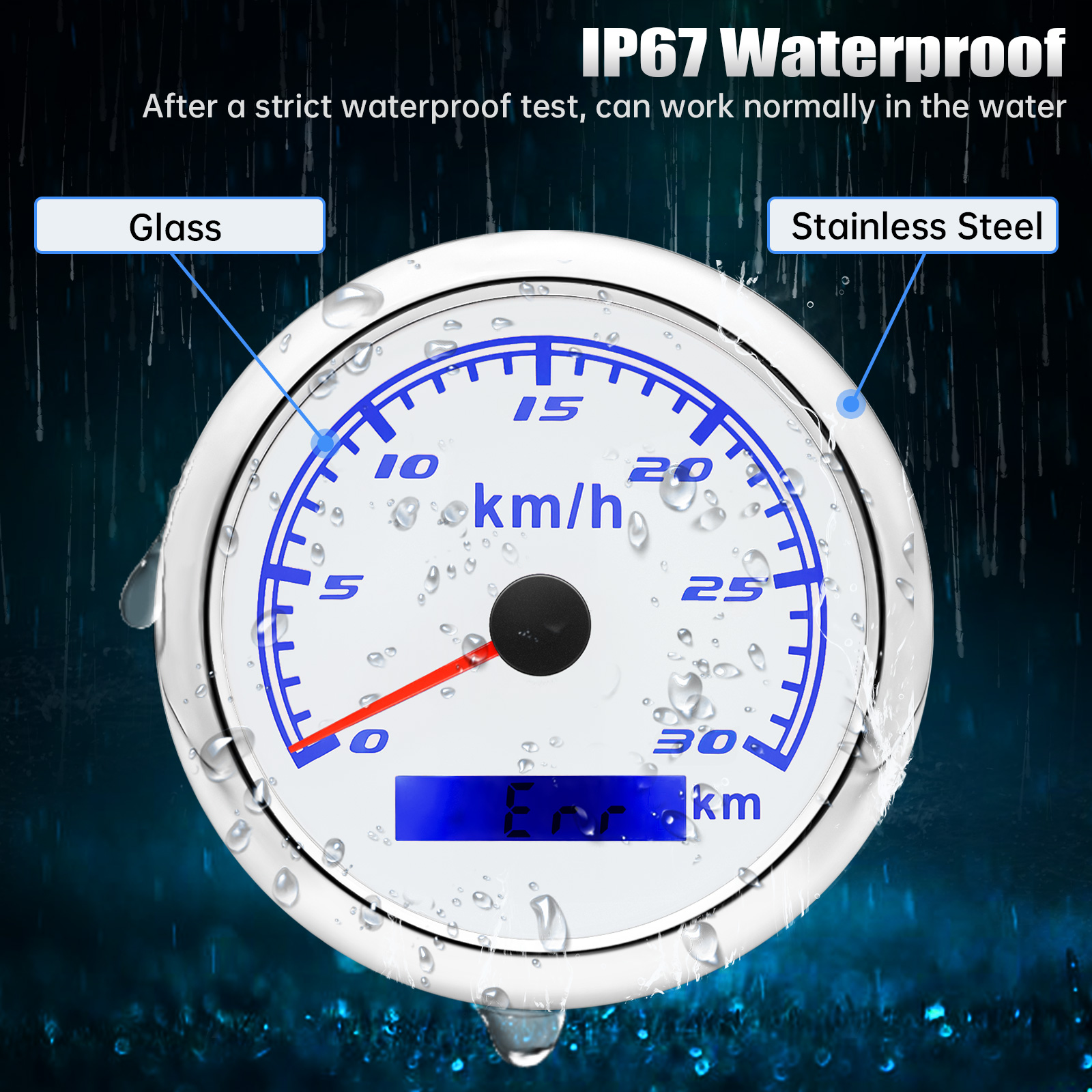 85mm Digital Speedometer Gauge 30kmh/60kmh/120kmh/20kmh With 7-color backlight Car Truck Boat Motor Automobile Motocycle