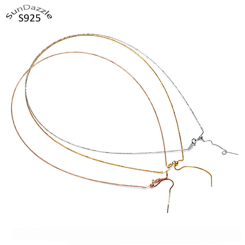 Genuine Real Pure Solid 925 Sterling Silver Necklace Gold Snake Chain With Silicone Bead Women DIY Necklaces Jewelry Making