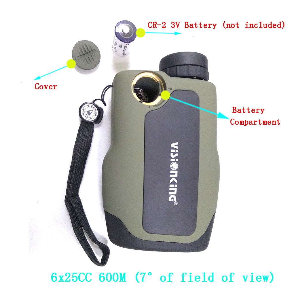 Visionking Compact Laser 6x25 Rangefinder 600 Meter BAK-4 HD Roof 7° Big Field Range Finder For Outdoor Hunting Golf Monocular