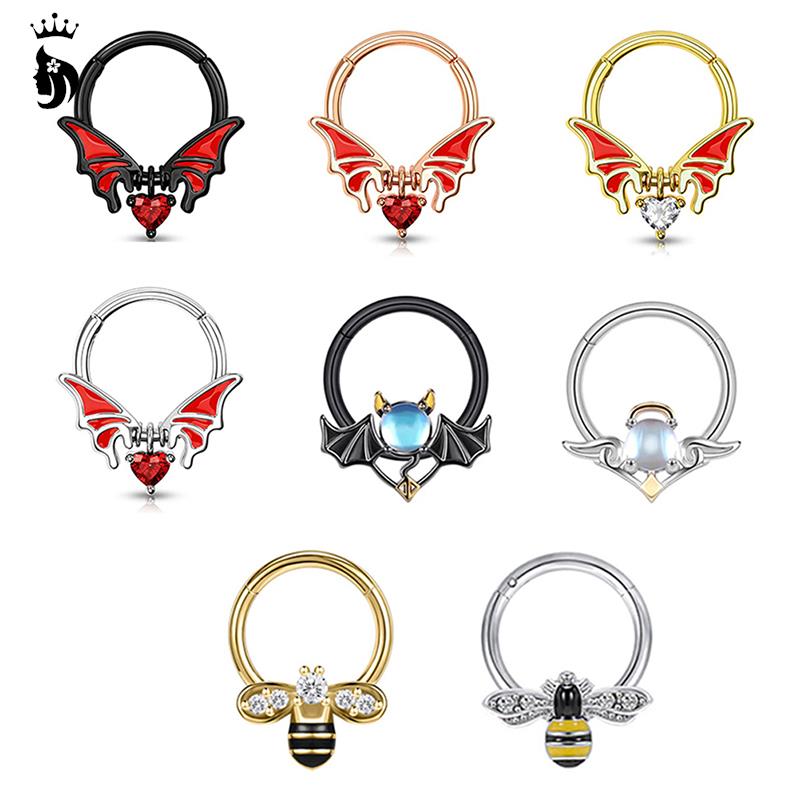 Butterfly Nose Piercing Ring Nase Septum Piercing Ring Titanium Steel Nariz Piercing Ear Cartilage Tragus Goth Piercing Nez Opal