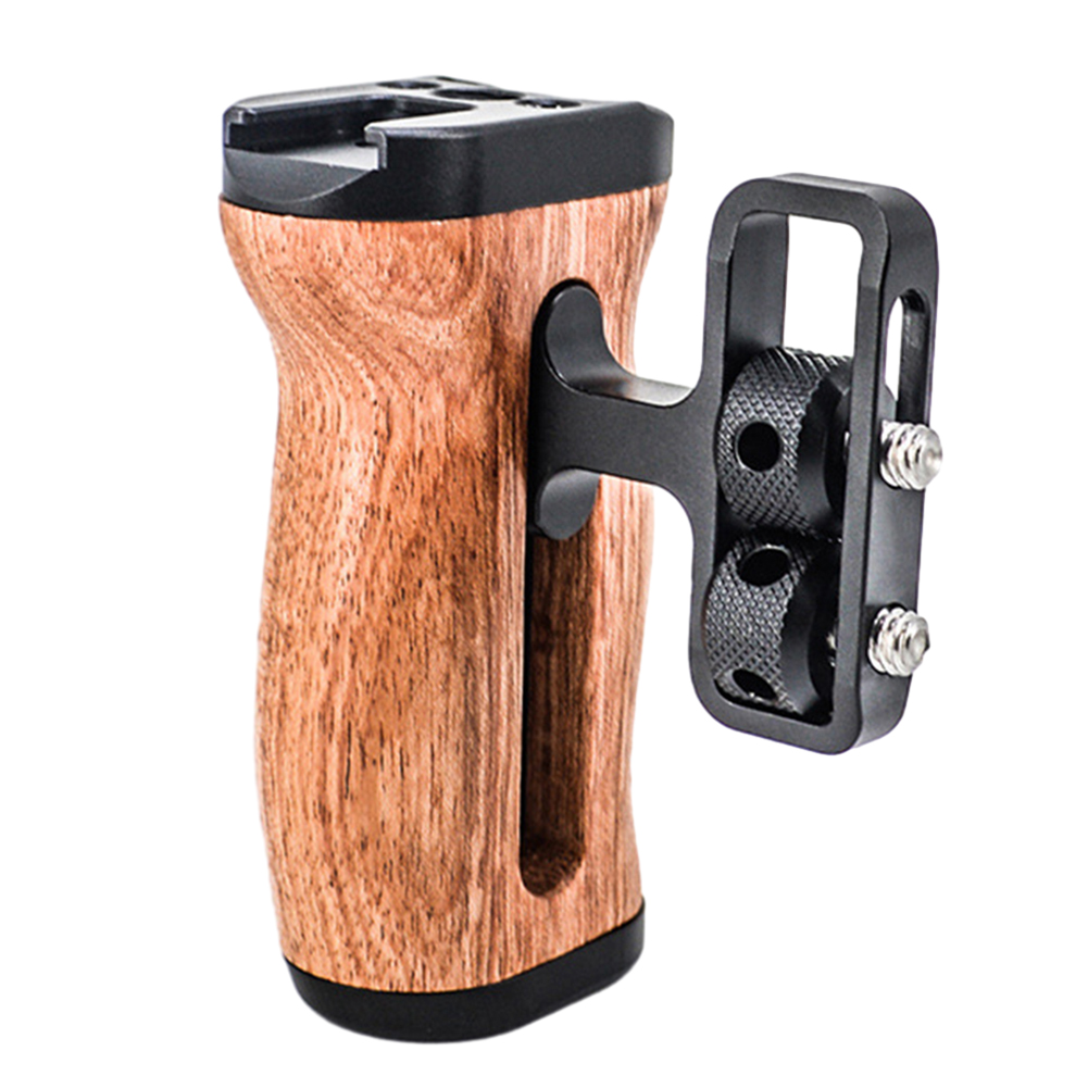 Universal Portable DSLR Camera Mount Cage Wooden Side Grip Handle Mini Handgrip 1/4 Screws Cold Shoe Photography