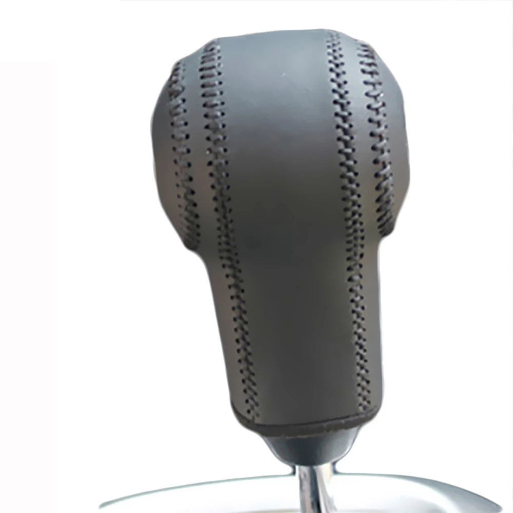 Black Genuine Leather Car Gear Head Shift Collars Cover for Nissan Qashqai X-Trail Automatic Gear Shift Knob Case