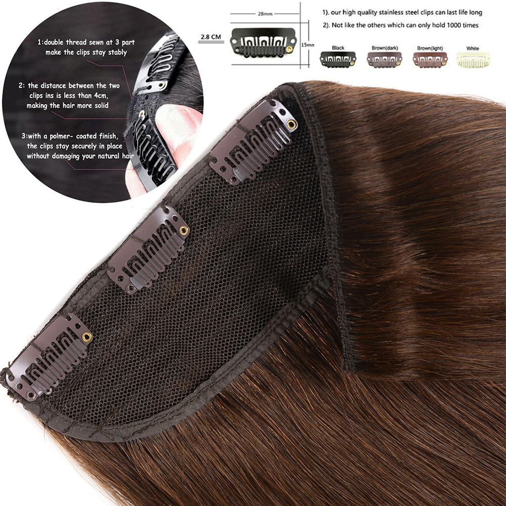 18 to 24 inches 150G 200G Clip In One Piece Human Hair Extensions 100% Real Natural Brown European Remy Hair Clip ins 5 clips