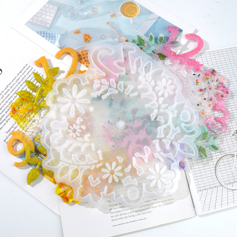 2021 New Style 26/32cm Big Size Flower Shape Clock Moule Silicone Epoxy Resin Molds Handmade Tool DIY Jewellery Making Supplies