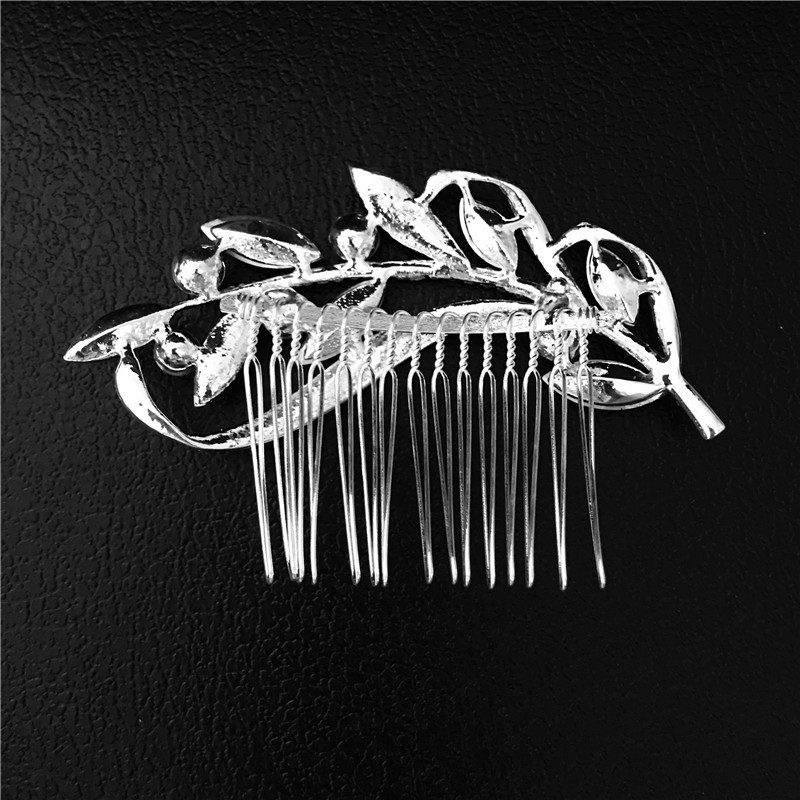 TREAZY Charm Floral Wedding Hair Accessories Silver Color Crystal Bridal Hair Combs Women Wedding Hair Jewelry Brides Tiaras