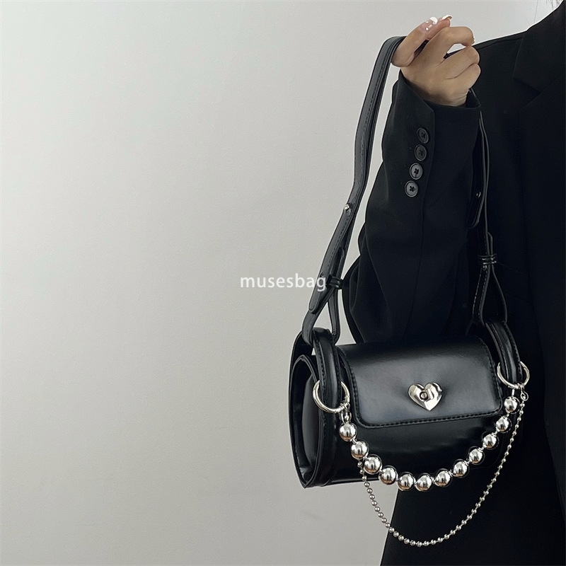 High quality niche design spicy girl lock buckle, love chain cylindrical bag women's new high-end feeling single shoulder crossbody bag trendy tr