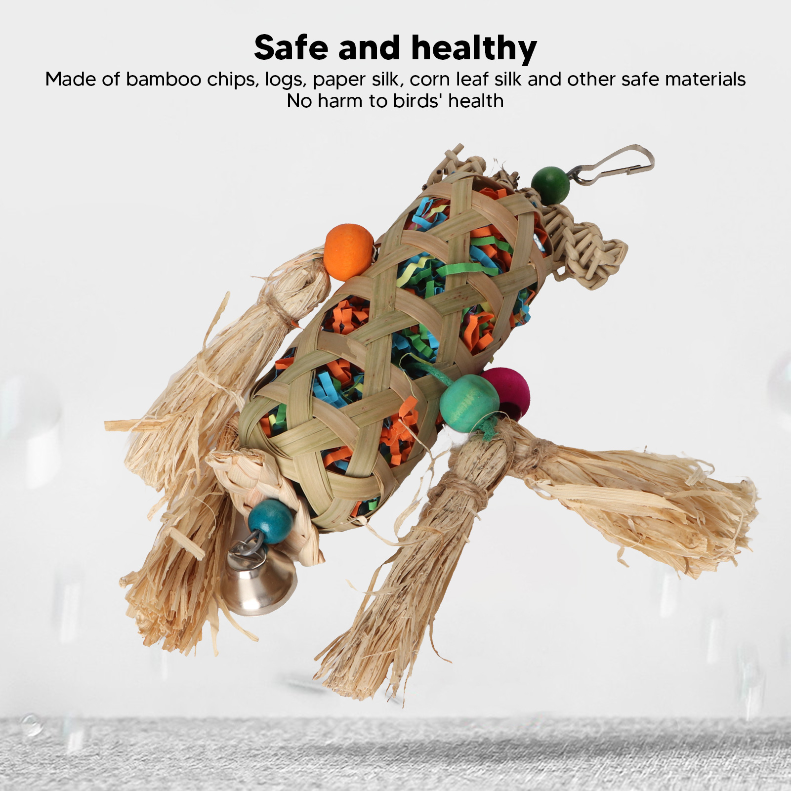 Foraging Shredding Bird Toys Bamboo Woven Corn Silk Relieve Boredom Parrot Chewing Toys For Cockatiel Parakeets