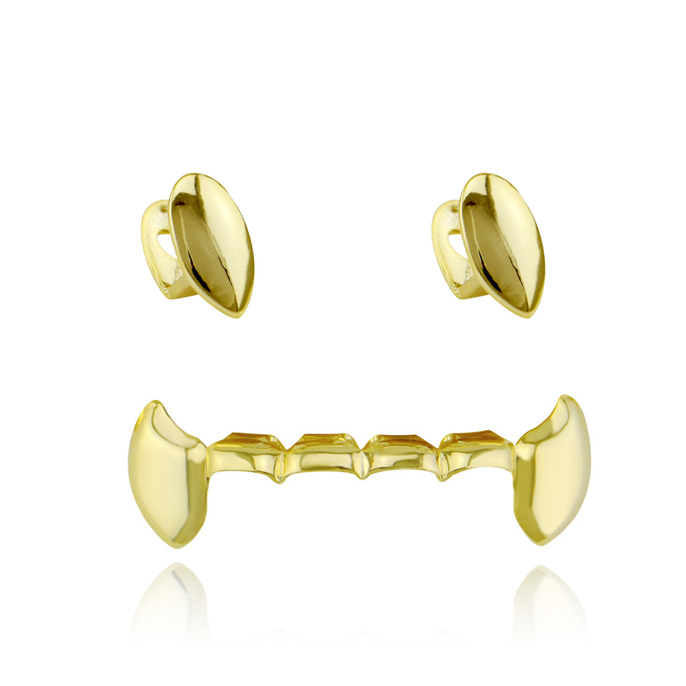Teeth Grills Hip Hop Tooth Cap Top & Bottom Grillz Mouth Vampire Fang Body Jewelry Cosplay
