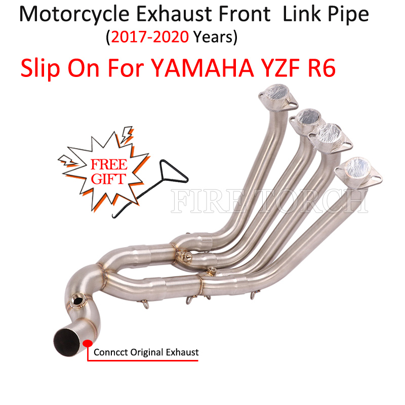 Slip On For Yamaha YZF R6 2017 2018 2019 2020 Motorcycle Exhaust System Escape Front Tube Link Pipe Connect Original Muffler