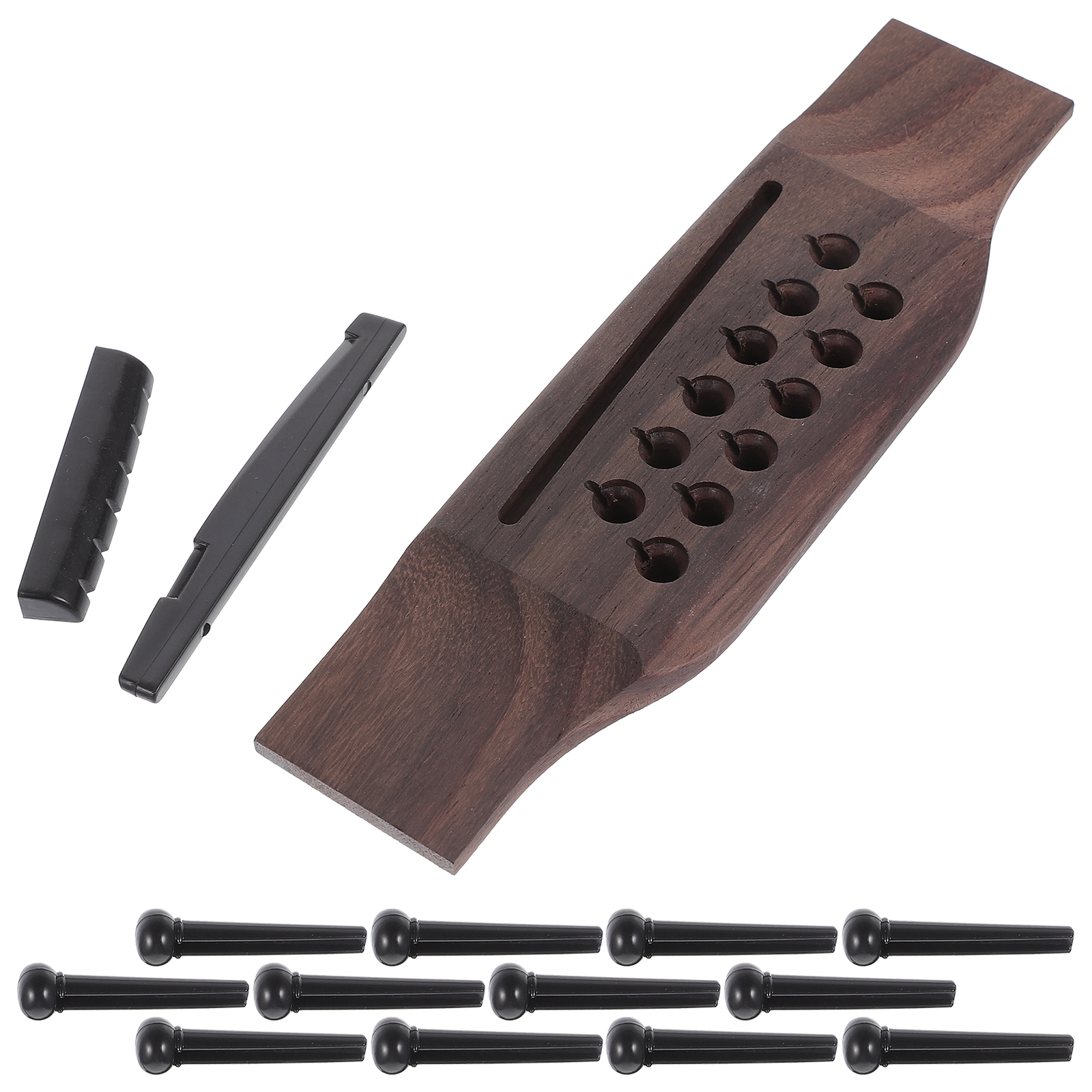 Guitar Bridge 12-string Folk Rosewood Twelve-hole Lower Saddle Nail Upper and Pillow Set Pegs for Acoustic