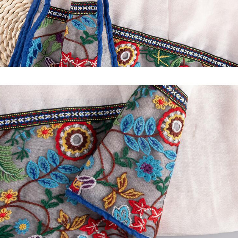 Ethnic Embroidery Women Winter Foulard Elegant Flower Long Scarf Muslim Hijab Shawl Beautiful Travel 85*180cm