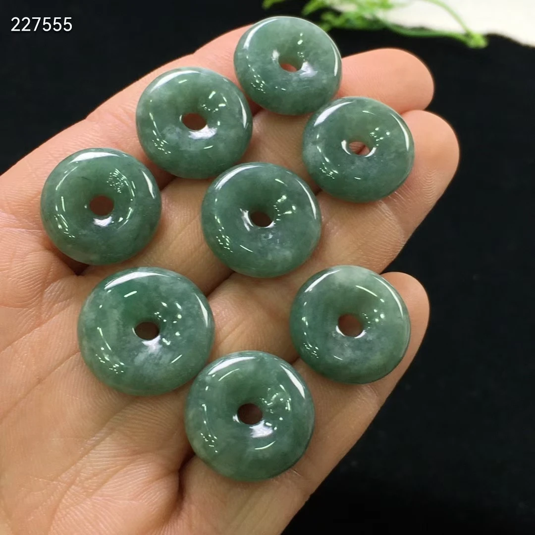 Genuine Natural Jade A Green Gemstone Pendant 15-18mm Necklace Round Donut Emerald Women Men Barrel Stone Jade Accessories DIY
