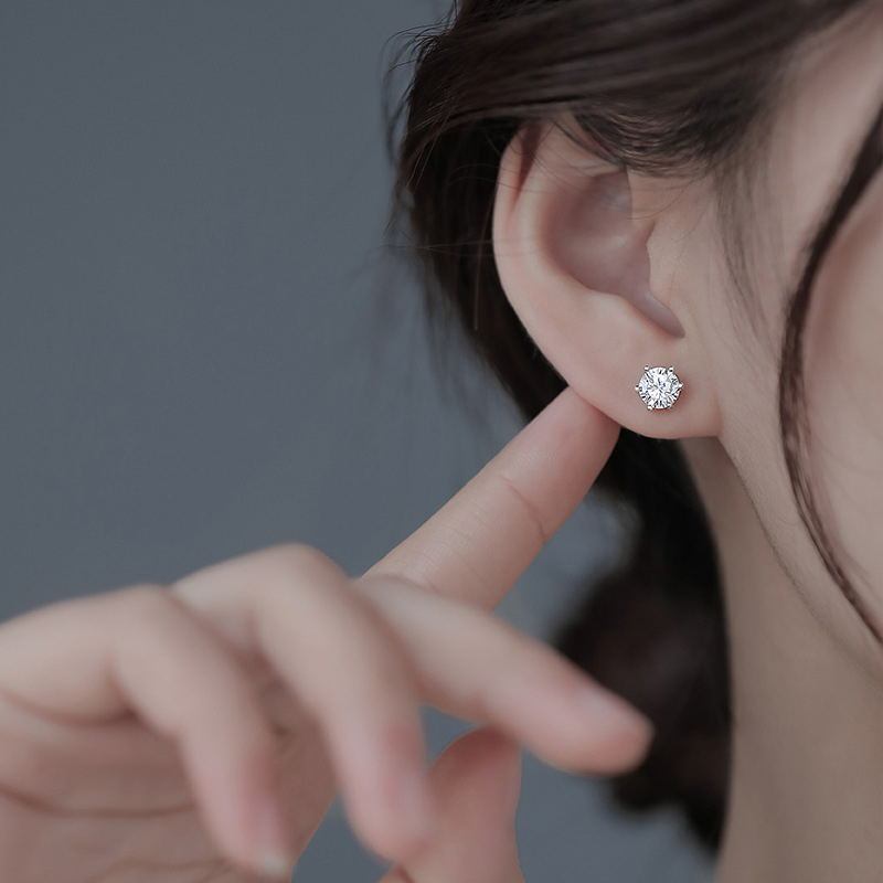 D Color 0.5 CT 100% Moissanite Stud Earrings for Women Ear Studs 925 Silver White Gold Plated Jewelry Pass Diamond Test