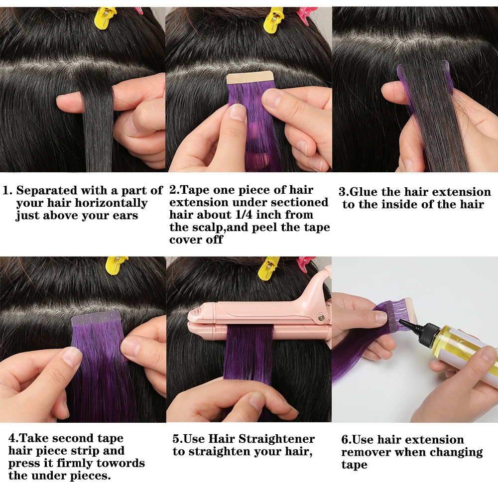 Kinky Straight Tape In Hair Extensions 12-24 Inches Natural Black 100% Remy Original Human Hair For Black Women Free Shipping
