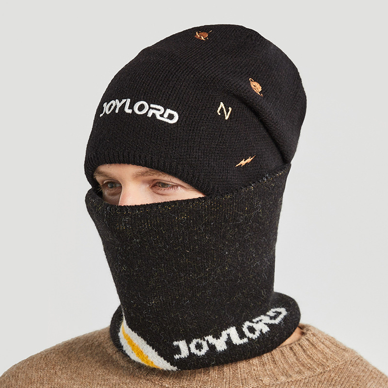 Men Winter Hat Scarf Set Balaclava Beanies Bonnet Soft Wool Knitted Casual Ski Neck Warmer Thick Fleece Lined Cap for Female Boy
