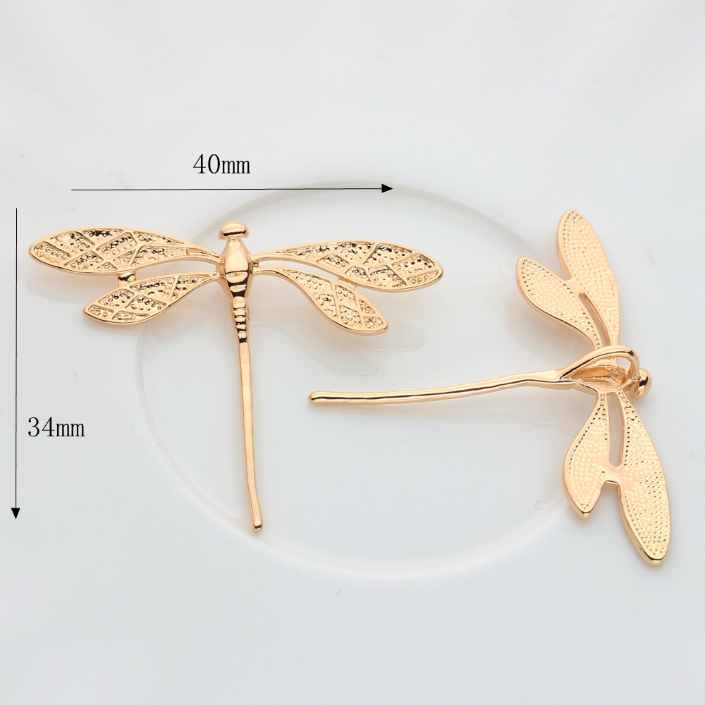 High Quality Copper Metal Real Plated Dragonfly Charms 2PCS For DIY Jewelry Findings Making Accessories