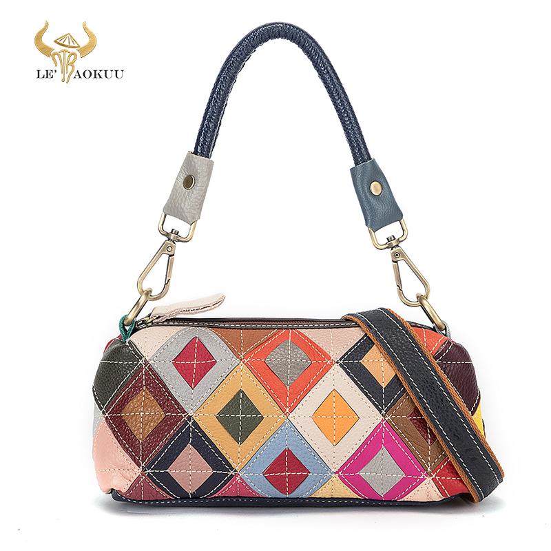 Multi-Colorful Genuine Leather Luxury Brand Ladies Flower Small Purse Handbag Over The Shoulder bag Women Design Tote bag 1120