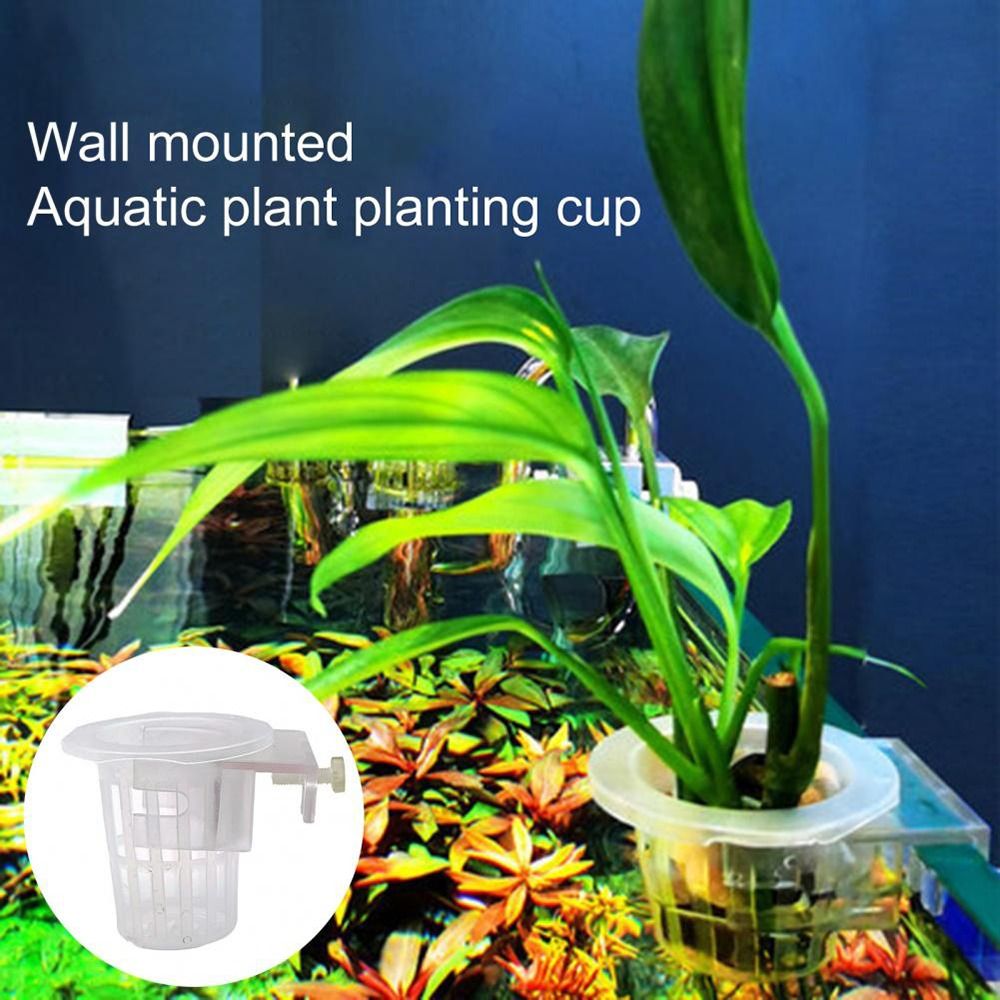 Hanging Aquarium Plant Holder Adjustable Fish Tank Planter Cups with Hole Aquarium Planter Cups for Aquascape Decoration
