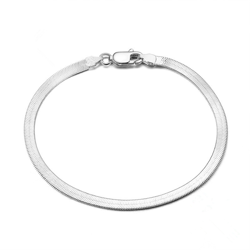 Ins Style 925 Sterling Silver Bracelet 4mm20cm Blade Snake Bone Bracelet For Men & Women Jewelry Gifts