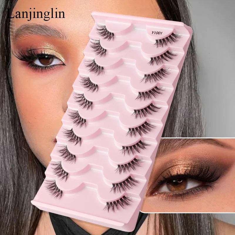 Half Eey Lashes 3/5/10 Pairs Faux Mink Lashes Natural False Eyelashes Wispy Fluffy Eyelash Extension Makeup Half Lashes Tool 240624