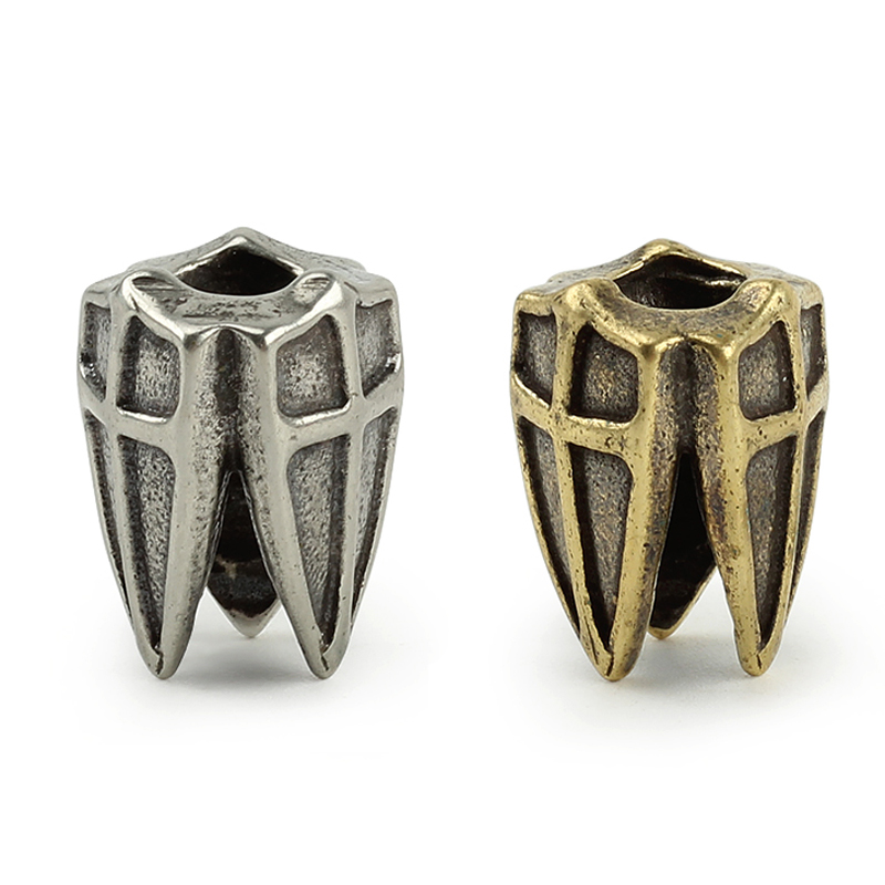 Vintage Brass Knife Beads Three-sided Paracord Beads EDC Shield Paracord Bead