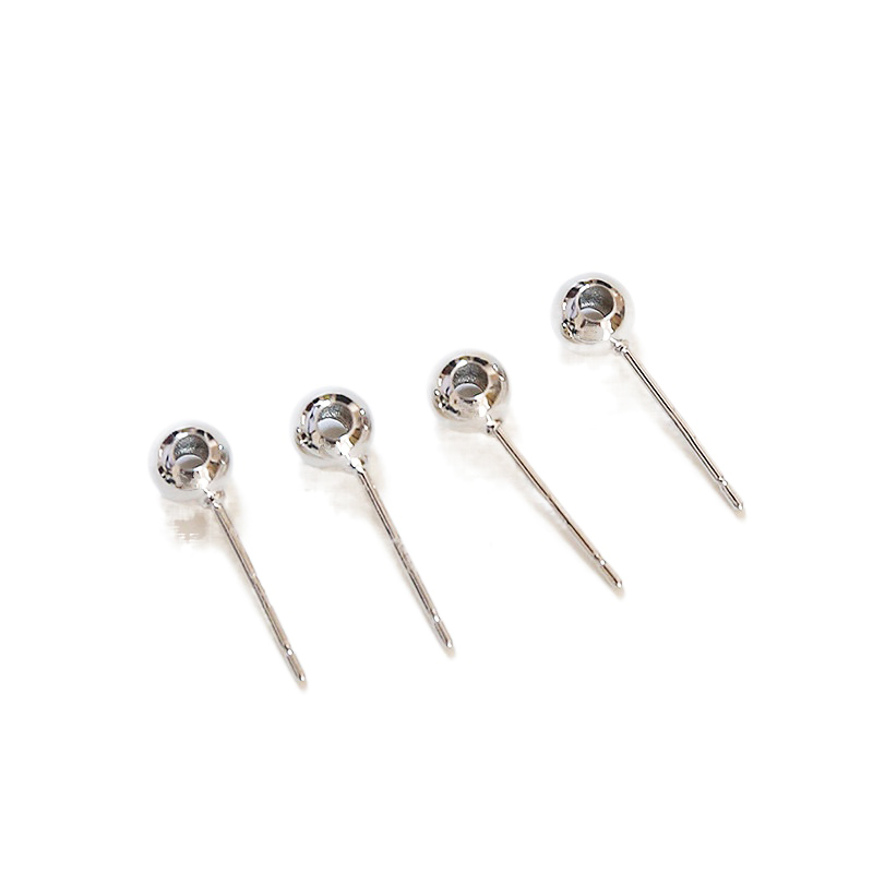 18K Gold Plated Round Bead pierceable stud S925 silver DIY earrings hair accessories material 10pcs