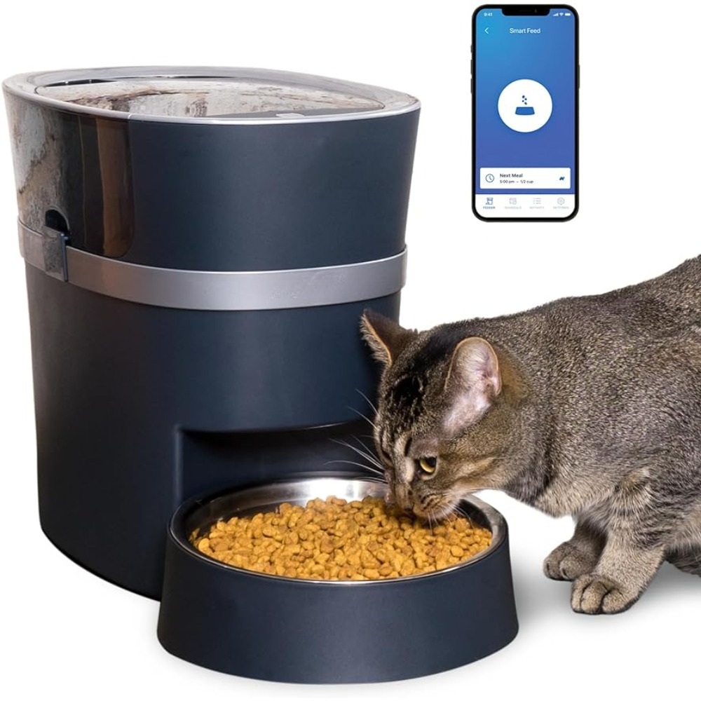 Smart Feed Electronic Pet Feeder for Cats & Dogs - 6L/24 Cup Capacity Programmable Mealtimes - Alexa