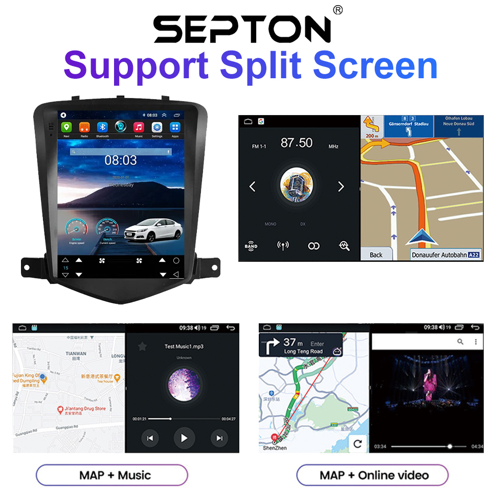 SEPTON 9.7"Car Radio for Chevrolet Cruze 2008-2014 CarPlay Multimedia Video Player Stereo GPS 4G 2Din Audio HeadUnit Android 12
