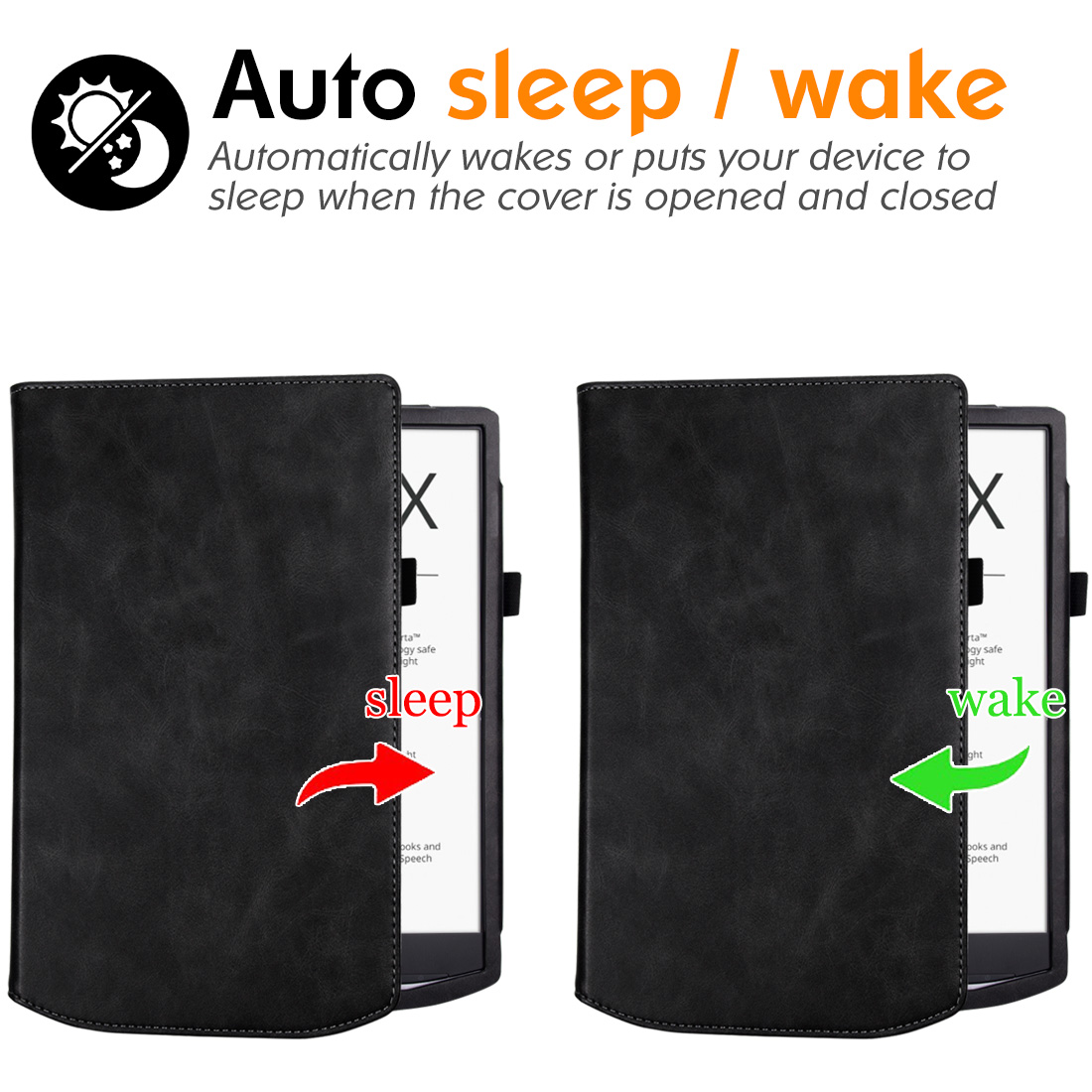 Stand Case for 10.3" Pocketbook Inkpad X / InkPad X Pro Tablet - PU Leather Sleeve Cover with Hand Strap/Auto Sleep/Wake