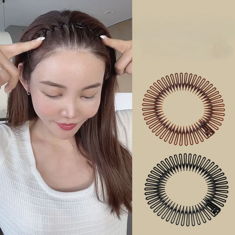 1pc Stretch Flexible Invisible Headband Inset Comb Teeth Full Circle Headbands Hair Hoop Hairband Fixed Hair Styling Accessories