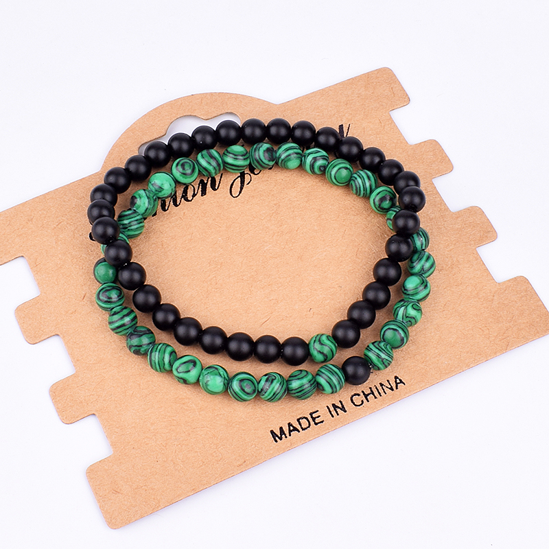 Set Bracelet Couples Distance Black White Natural Lava Stone Tiger Eye Beaded Yoga Bracelets for Men Women Elastic Rope Jewelry
