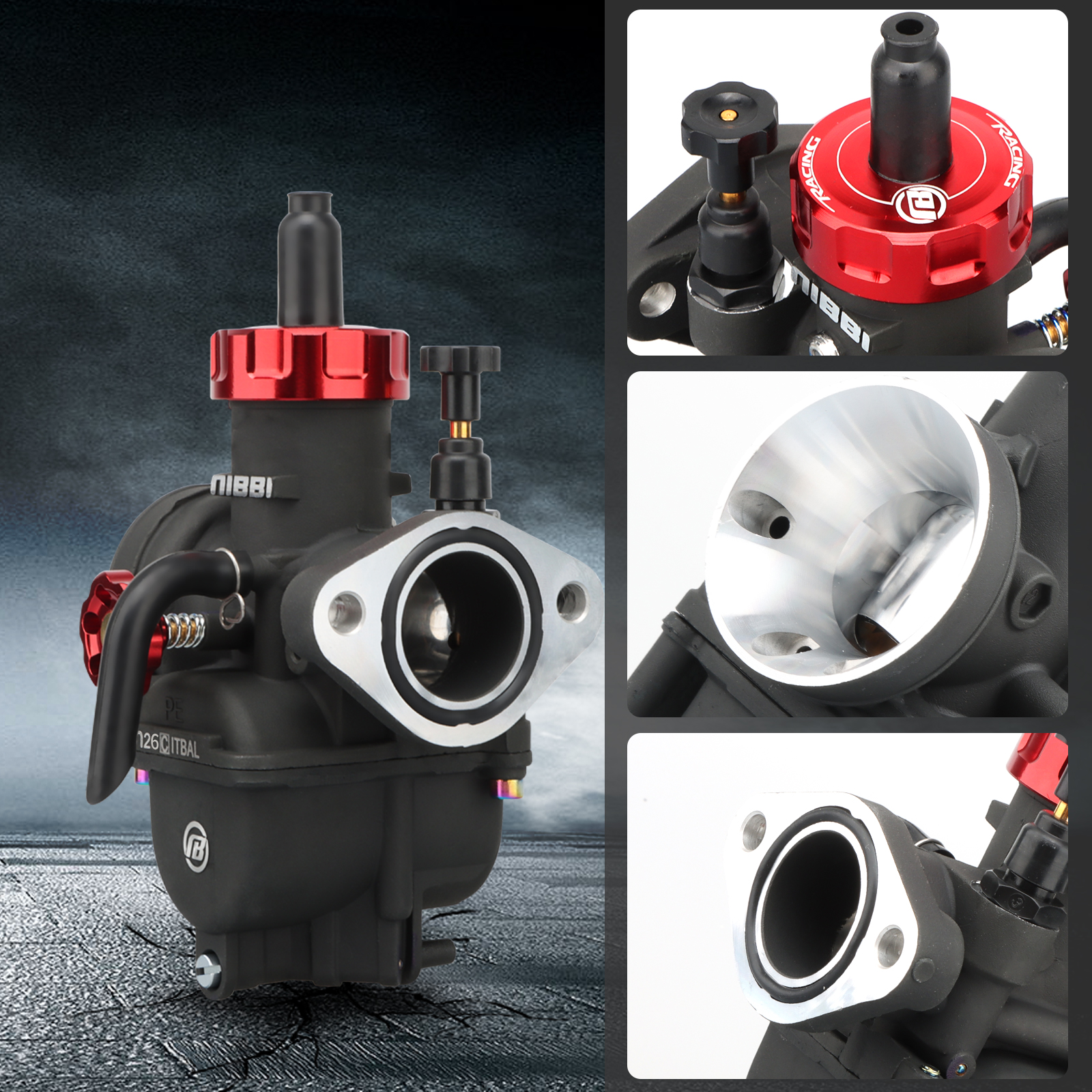 NIBBI 2T 4T Carburetor PE17 19 22 24 26 28mm Flange Motorcycle Engine with Carb Jets for YAMAHA KAWASAKI SUZUKI Dirt Bike