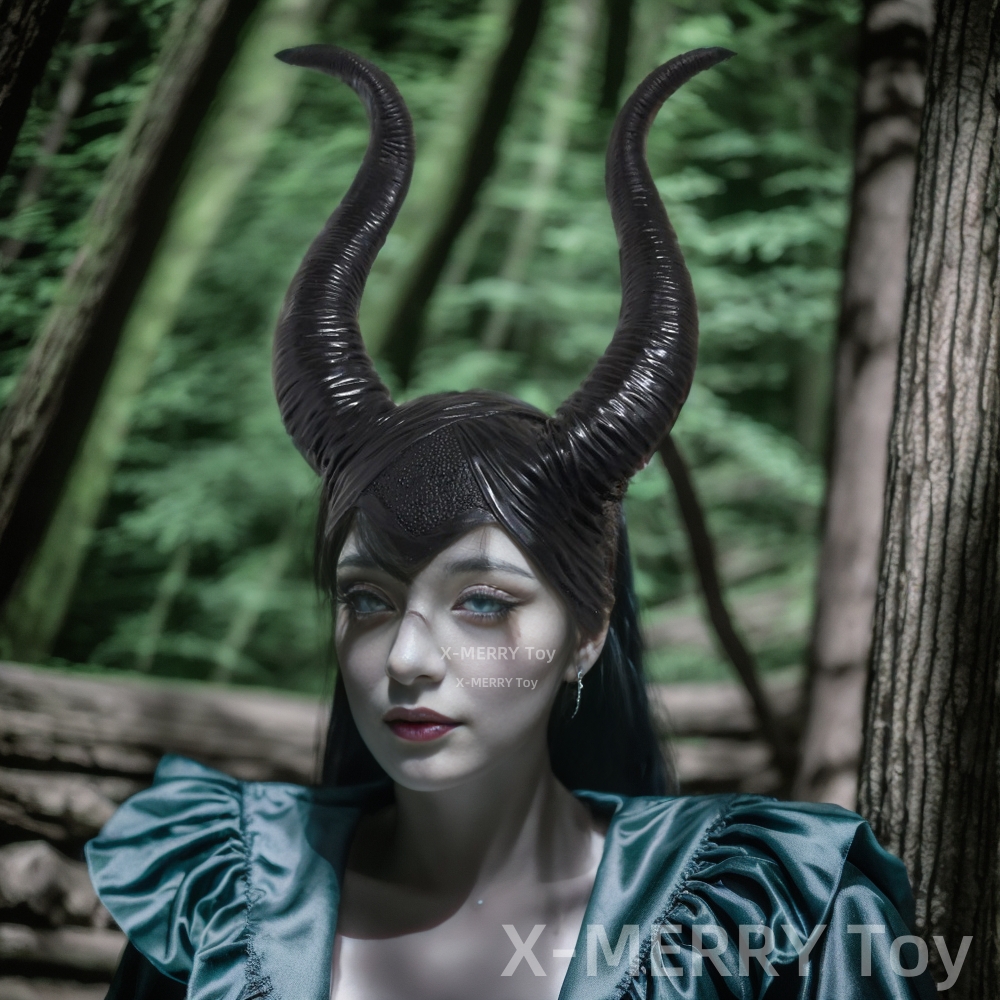 Maleficent Horns Women Halloween Party Maleficent Adult Cosplay Costume Set Jolie Mask Headpiece Hat Carnival Witch Helmet