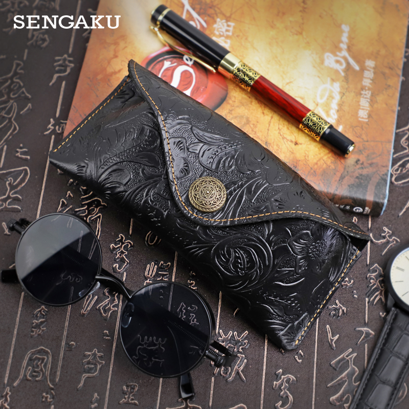 Genuine Leather Case for glasses Handmade Glasses case women's Female Men Reading Glasses cover
