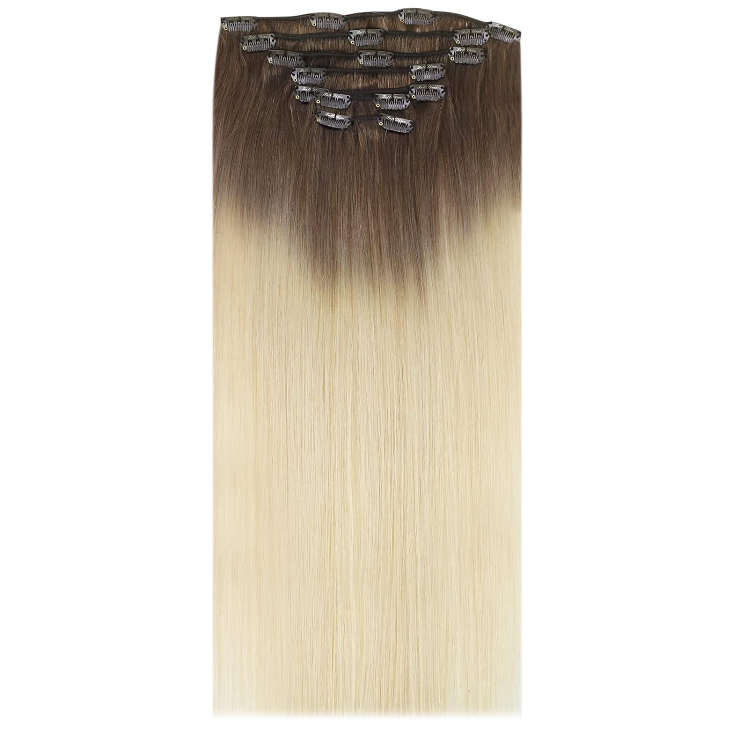 Full Shine Human Hair Extensions Clip in Hair Extensions Balayage 7pcs 120g Double Weft Hair Extensiona Human Hair For Woman