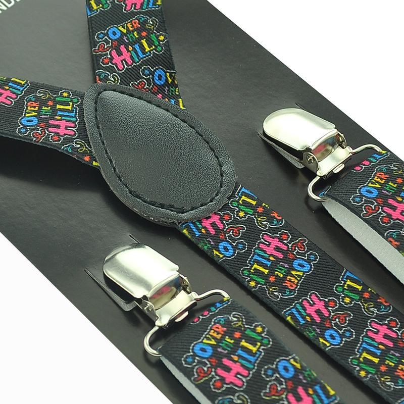Women Men Unisex Suspenders Braces White Letters Colorful Letters Suspenders Y-shaped Clip On Suspender Elastic Braces Gallus