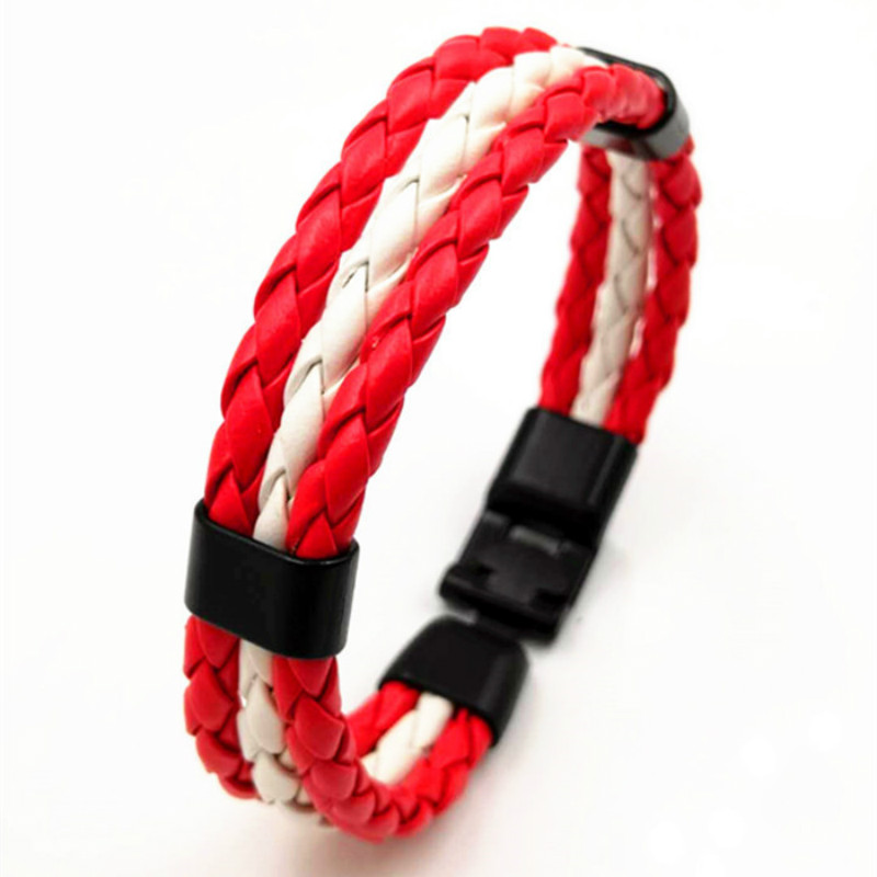 2018 National Flag Brazil England Argentina Leather Bracelet 3 Strands Braided Bracelet Wristband Jewelry