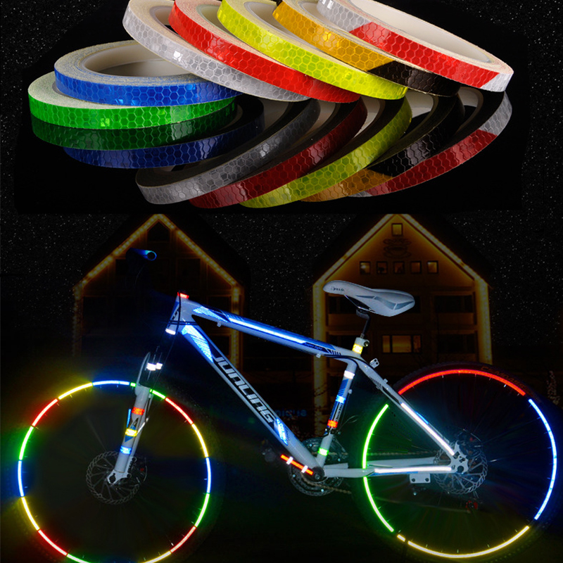 1PC 8 Meter Motorcycle Bike Body Rim Wheel Stripe Tape Stickers Car Styling Reflective Stripe Tape Decorative Blue/Red/Yellow