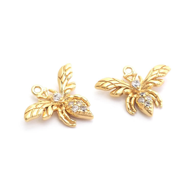 18K Gold Color Brass Bee Dragonfly Charms Pendants High Quality Jewelry Necklaces Earrings Making Supplies Findings Accessories
