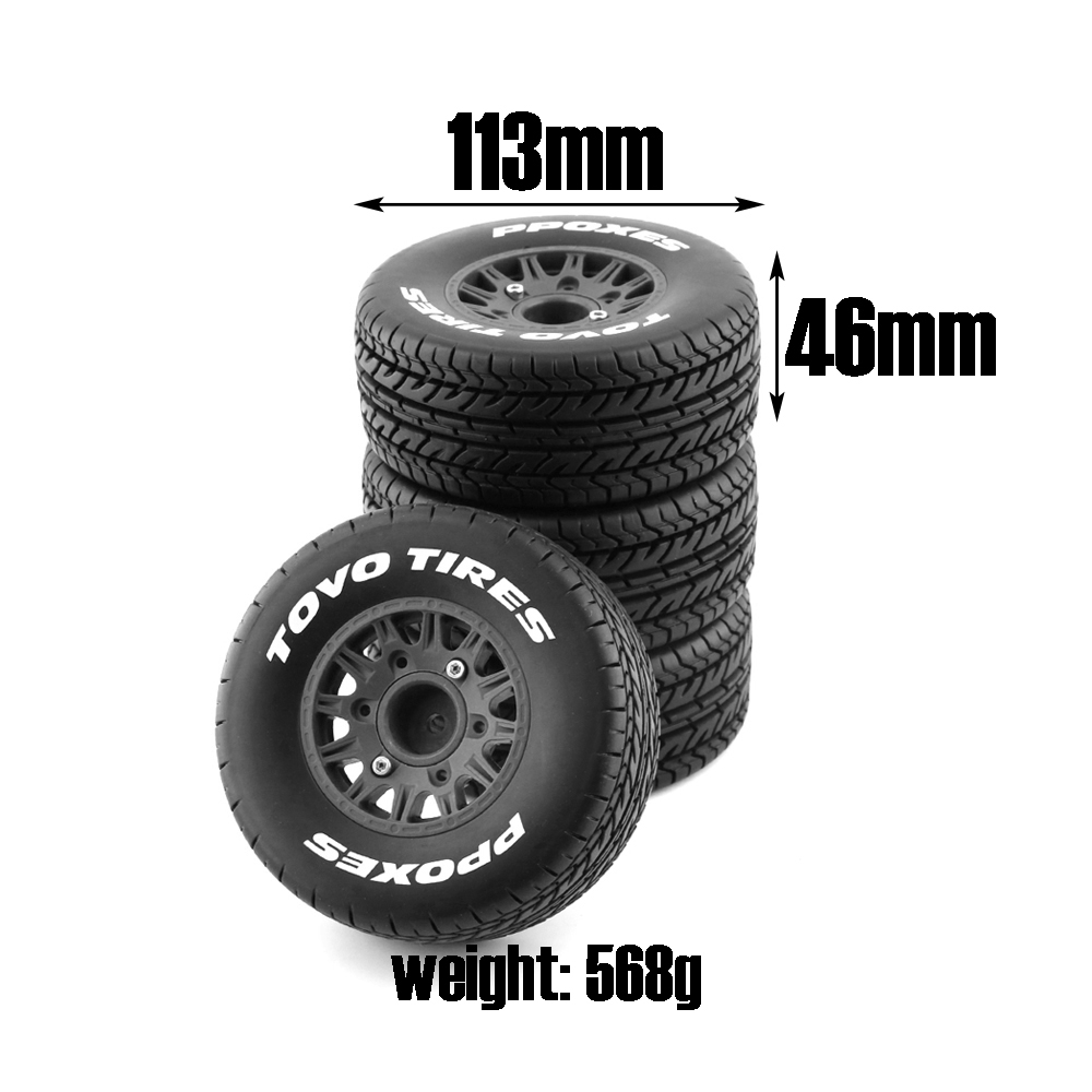 4Pcs 113Mm 1/8 1/10 Short Course Truck Tire Tyre Wheel With 12 14 17Mm Hex For Slash Arrma SENTON VKAR RC Car
