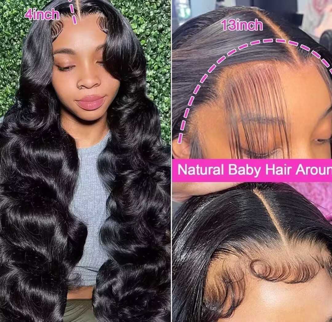 Peruvian Indian Brazilian Natural Black Silky Straight 13x4 Transparent Lace Wig 20 22 24 26 28 Inch 100% Raw Virgin Remy Human Hair