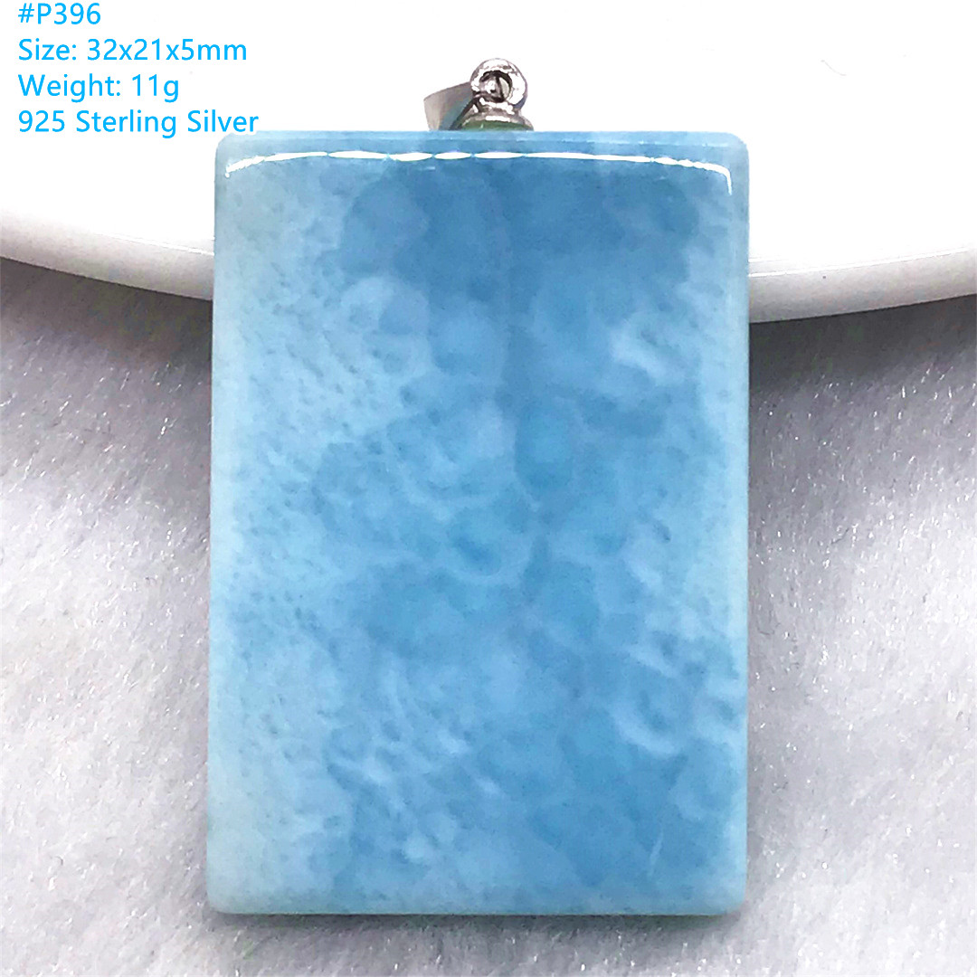 Natural Blue Larimar Stone Pendant Women Lady Man Gift Beauty Crystal Beads Silver Dominica Water Pattern Gemstone Jewelry AAAAA