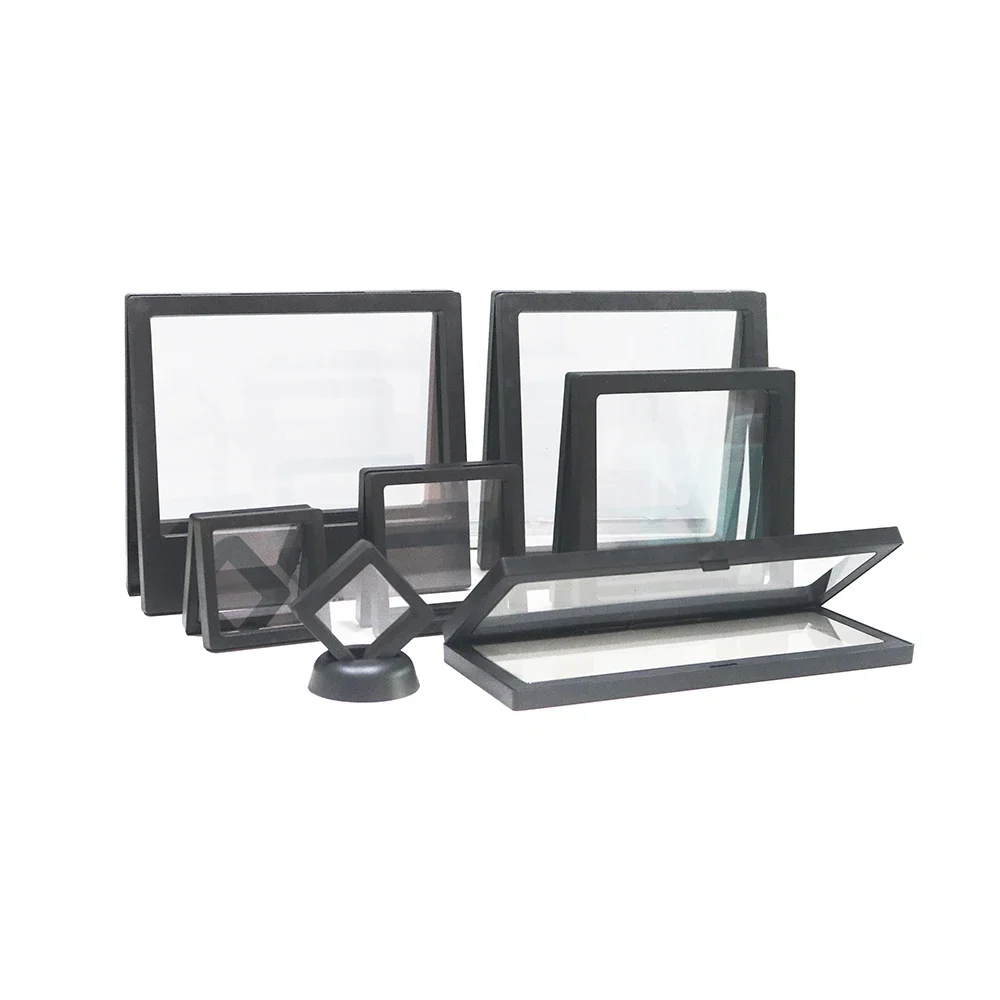 PET Thin Film Jewelry Display Stand Box Floating Picture Frame Holder Jewelry Earring Rings Bracelet Watch Stone Display Case