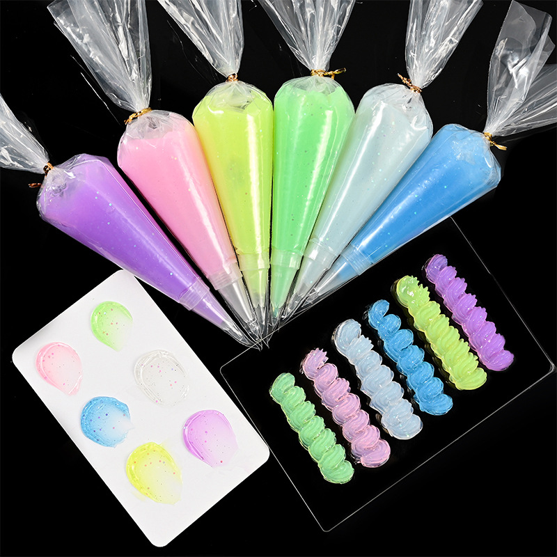 6pcs Antifreeze Crystal Transparent Cream Gel Jelly Handmade Cream Glue Phone Case DIY Hairpin Pen Holder Material