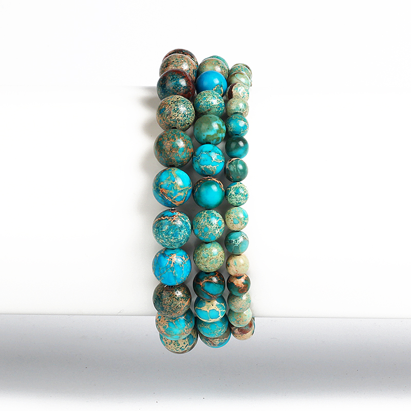 Nature Imperial Jaspers Beads Bracelets for Women Lake Blue Sea Sediment Turquoises Bracelets Men Natural Energy Stone Jewelry