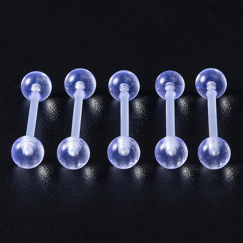 10pcs Flexble Tongue Piercing Stud Acrylic Nipple Ring Clear Soft Barbell Bar Cartilage Earring Helix for Women Body Jewelry 14G