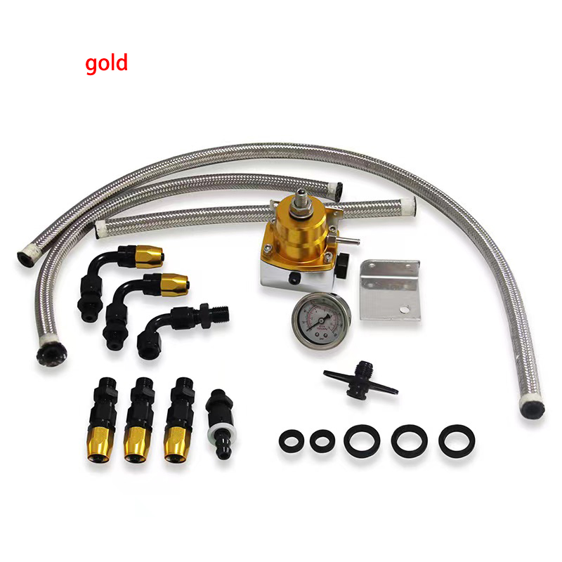 Universal Adjustable Fuel Pressure Regulator Guage Kit Oil Line 100PSI Guage fpr AN6 Oil Hose Fitting EFI Instrument Hot Sale
